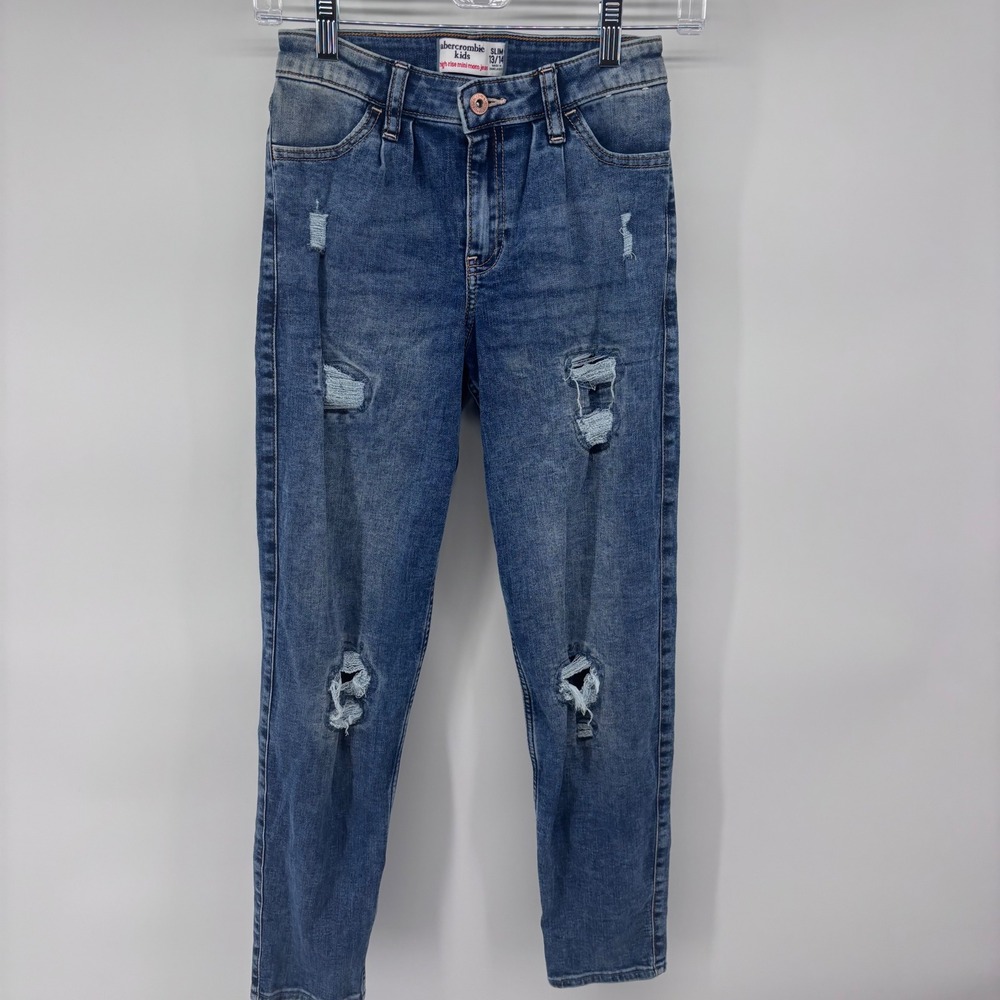 Abercrombie‎ Kids Girls Slim High Rise Mini Mom Jeans Distressed Size 13/14